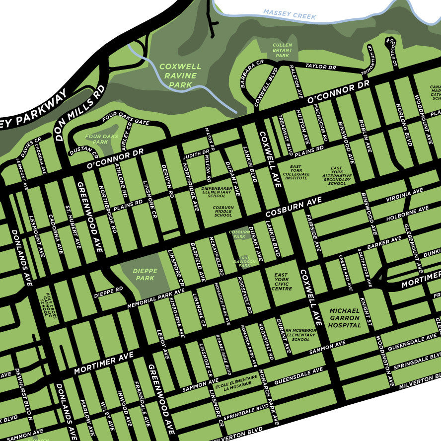 Old East York Neighbourhood Map Print