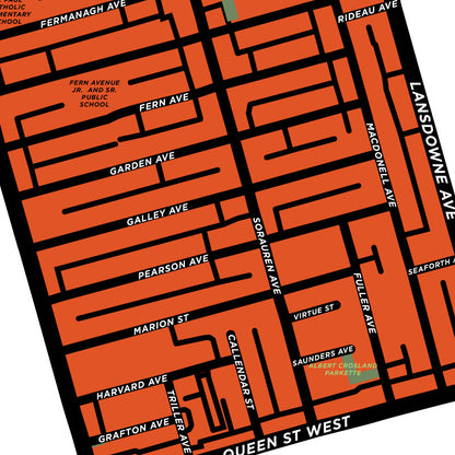 Roncesvalles Neighbourhood Map Print