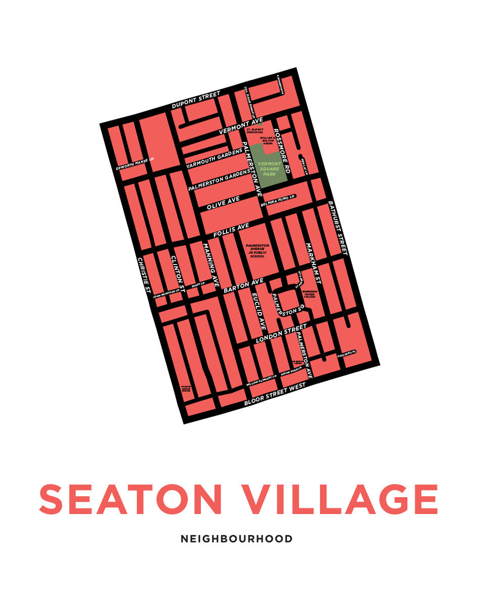 Seaton Village Neighbourhood Map Print