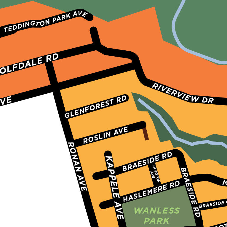 Teddington Park and Wanless Park Neighbourhoods Map Print