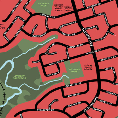 Victoria Village Neighbourhood Map Print