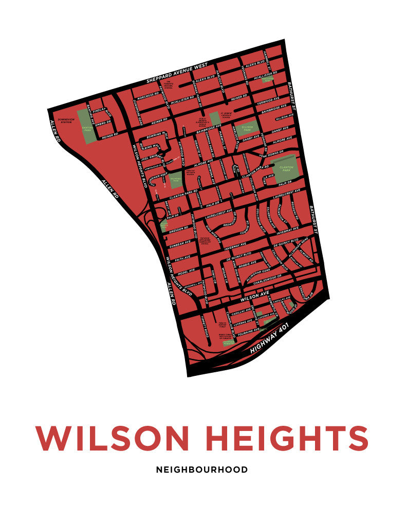 Wilson Heights Neighbourhood Map Print