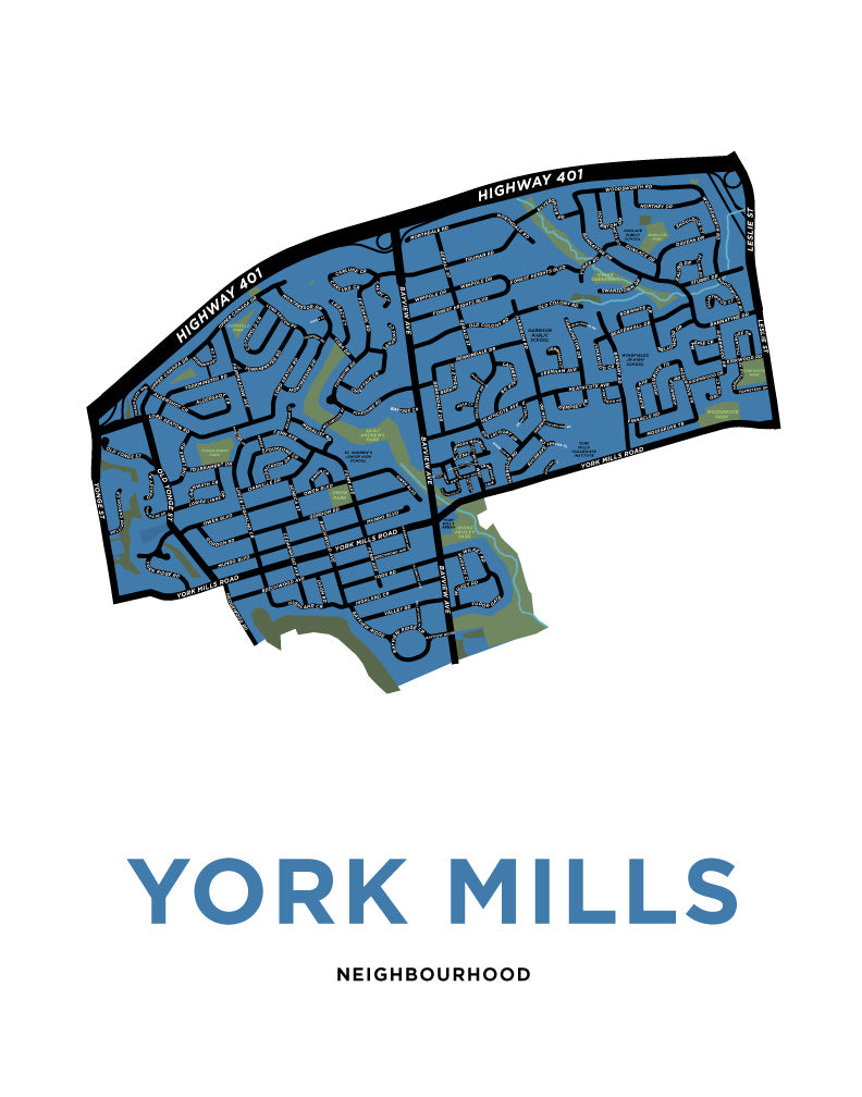 York Mills Neighbourhood Map Print