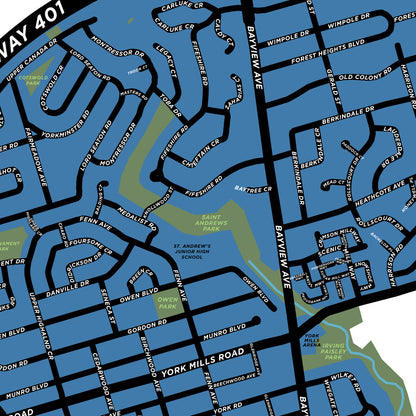 York Mills Neighbourhood Map Print