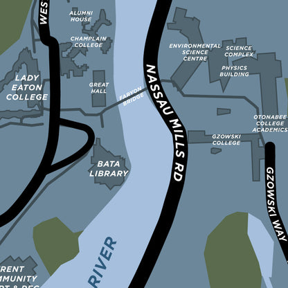 Trent University Map Print (Peterborough, Ontario)