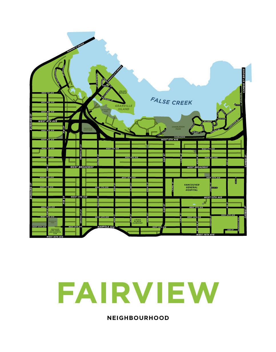 Fairview Neighbourhood Map Print (Vancouver)