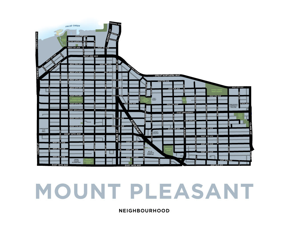 Mount Pleasant Neighbourhood Map Print
