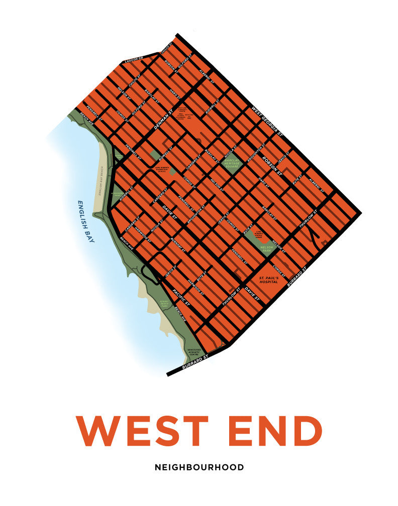 West End Neighbourhood Map Print (Vancouver)