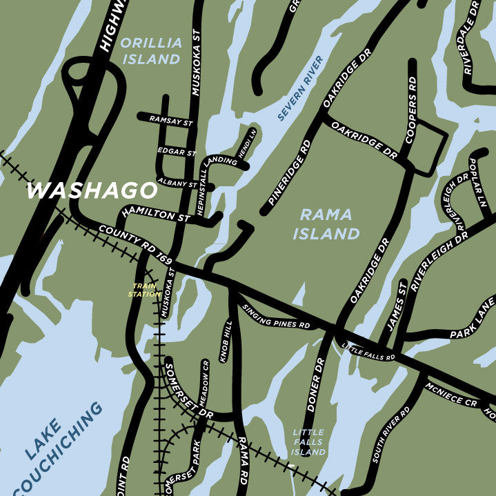 Washago and Severn Bridge Map Print