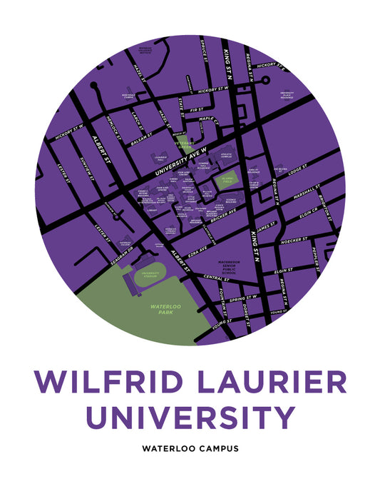 Wilfrid Laurier University - Waterloo Campus Map Print