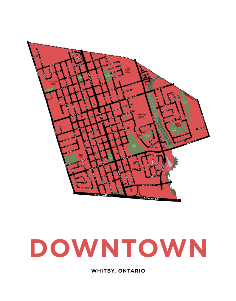 Downtown Whitby Neighbourhood Map Print