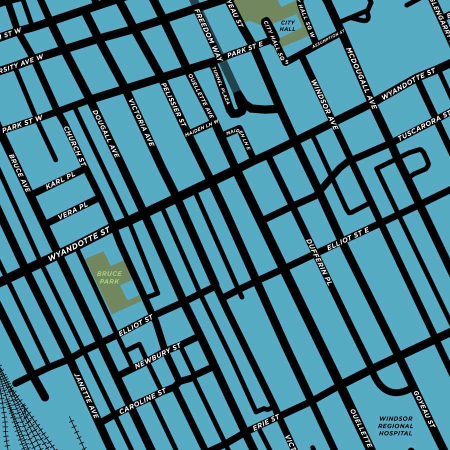 Windsor City Centre Neighbourhood Map Print