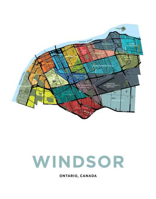 Windsor Neighbourhoods Map Print