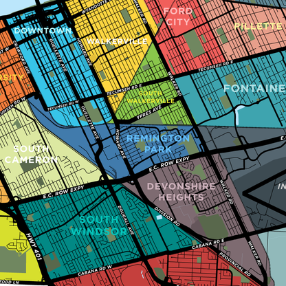 Windsor Neighbourhoods Map Print