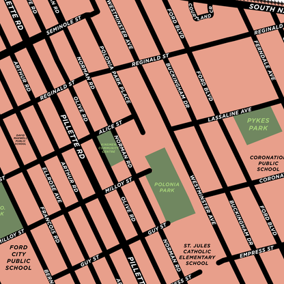 Pillette Neighbourhood Map Print