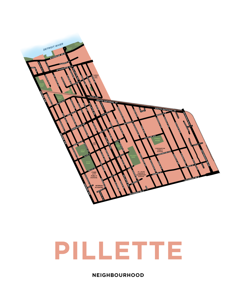 Pillette Neighbourhood Map Print