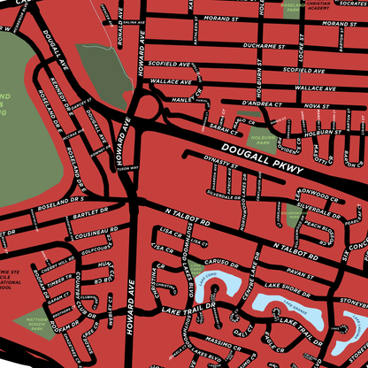 Roseland Neighbourhood Map Print (Windsor)