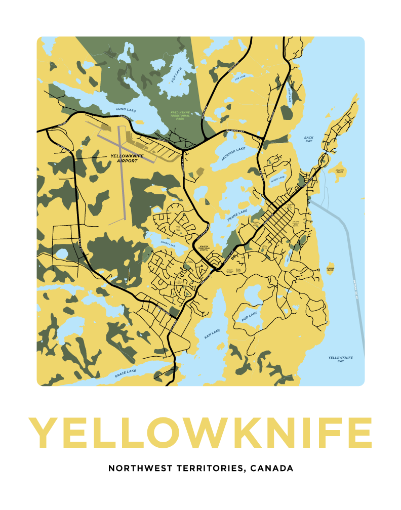 Yellowknife Map Print